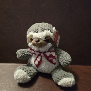 Gray and White Plush Sloth Toy